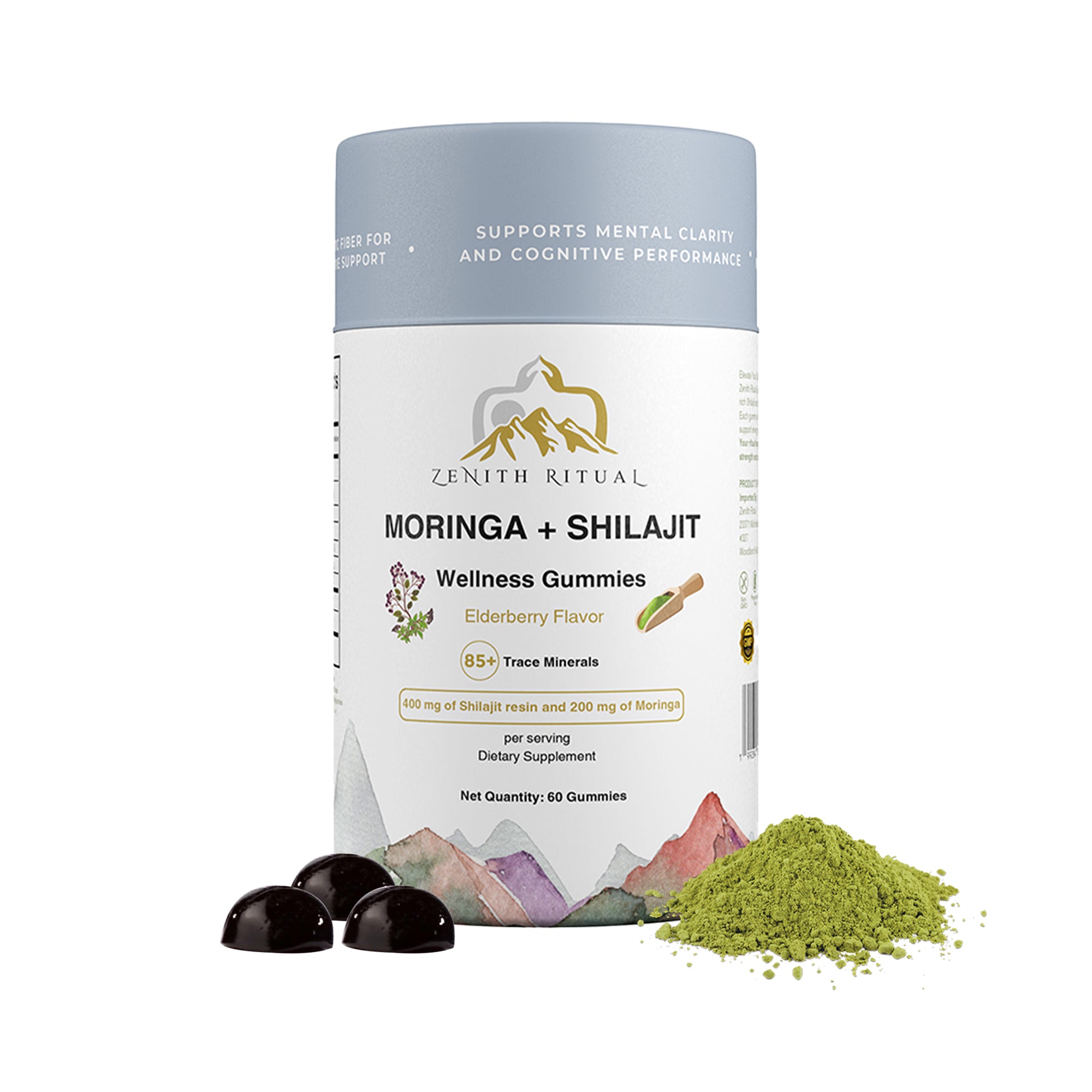 Pure Himalayan Shilajit & Moringa Gummies – Elderberry Flavor - 60 Gum